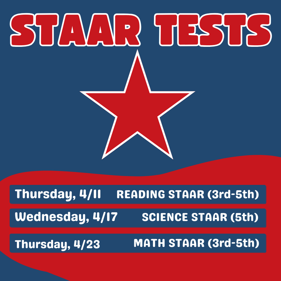staar test dates, April 11 reading, april 17 science, april 23 math